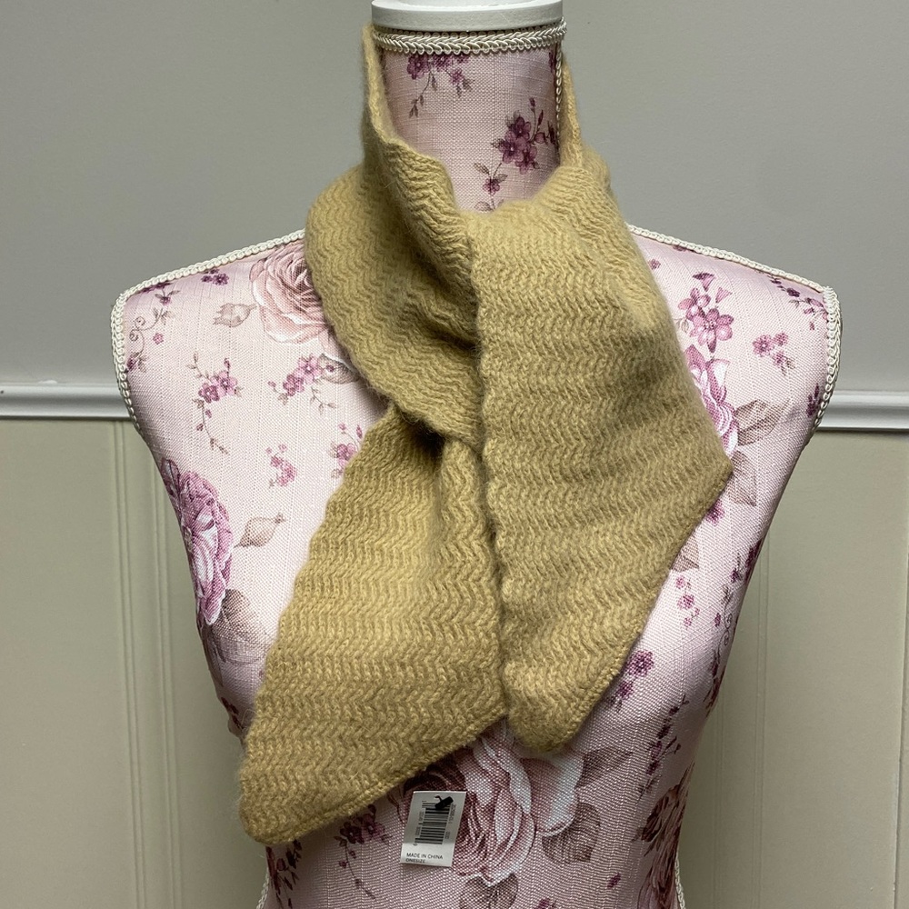 BANANA REPUBLIC Scarf Lambswool Angora Rabbit Hair Camel Color - Picture 1 of 6